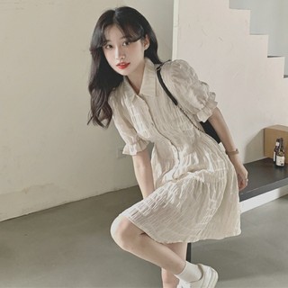 Nhỏ Vintage Chạy Bộ Công Chúa Cổ Tích Pháp Nẹp Eo Bao Bụng Puff Tay Đầm Mori Tình Yêu Đầu Tiên
