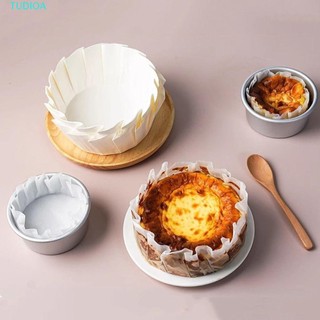 Tudioa 50 / 100 Chiếc Khay Giấy Dầu Bánh Phô Mai Basque, 4 / 6 / 8 Inch Có Viền Xù Bánh Mousse Bọc, Dễ Dàng Tháo Lặt Chống Dính Dùng Một Lần Cupcake Lót Đám Cưới