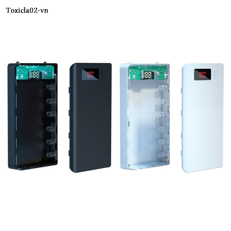 Vỏ hộp sạc 6 pin dự phòng 18650 Wili A6 màn hình LCD