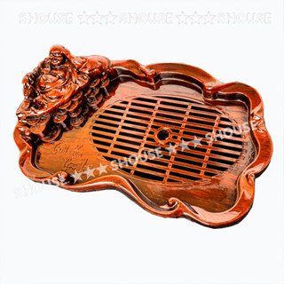 Khay Trà nhựa giả gỗ đựng trà nước ấm chén tách bình trà đẹp cao cấp màu trắc đỏ