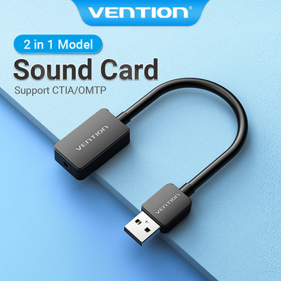 USB chuyển đổi Vention USB card âm thanh OMTP/CTIA jack USB 2,0 A sang 3,5mm cổng cho tai nghe và micro 2 trong 1