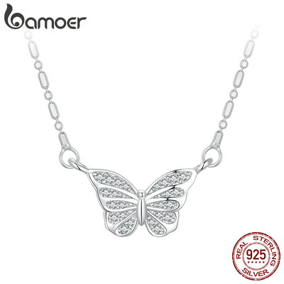 Bamoer Vòng cổ Bạc 925 Mặt Hình Bươm Bướm