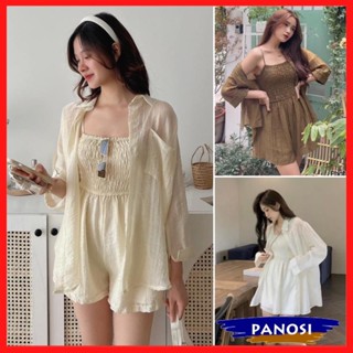 Set nữ váy 2 dây jumsuit kèm áo sơ mi tiểu thư bánh bèo sang chảnh B505 PANOSI