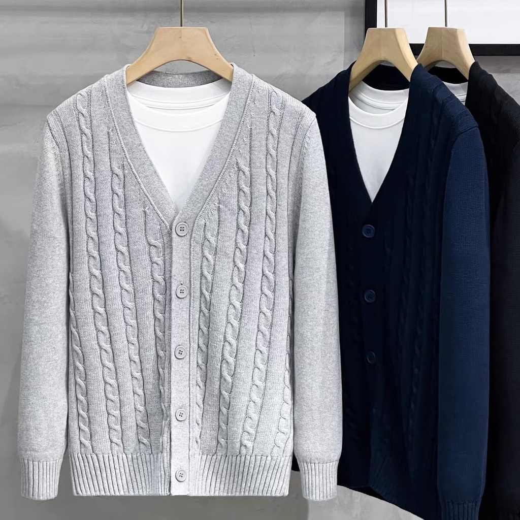 Áo khoác len nam dệt kim cardigan