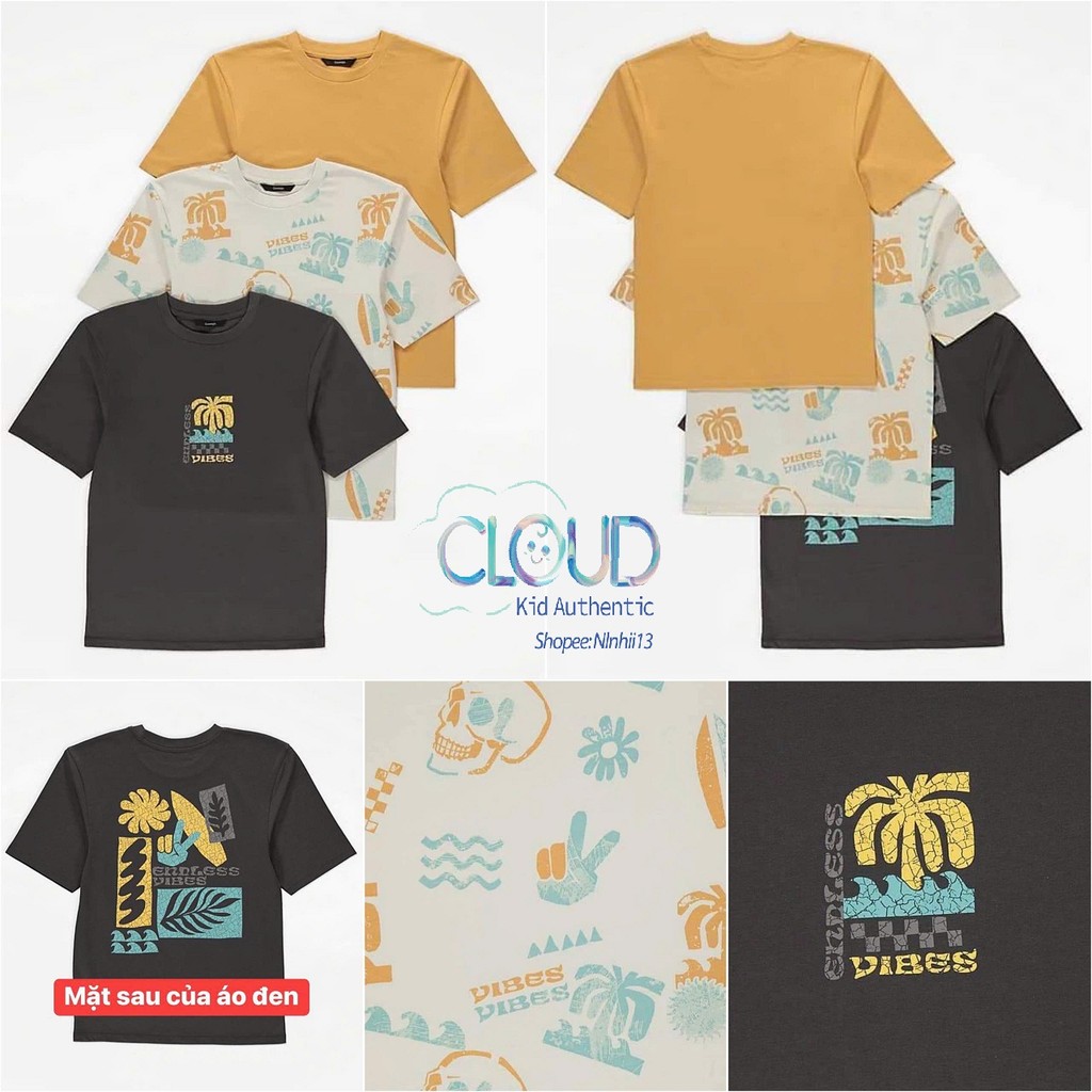 [Cloudkid] Set 3 áo bé trai lớn và bố size 7-8y đến 13-14y