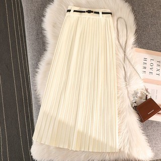 Váy xếp ly dệt kim Jiashucheng, chân váy khí chất cao cấp, chân váy kẻ ô chữ a sợi len mềm cạp cao dáng dài vừa qua đầu gối