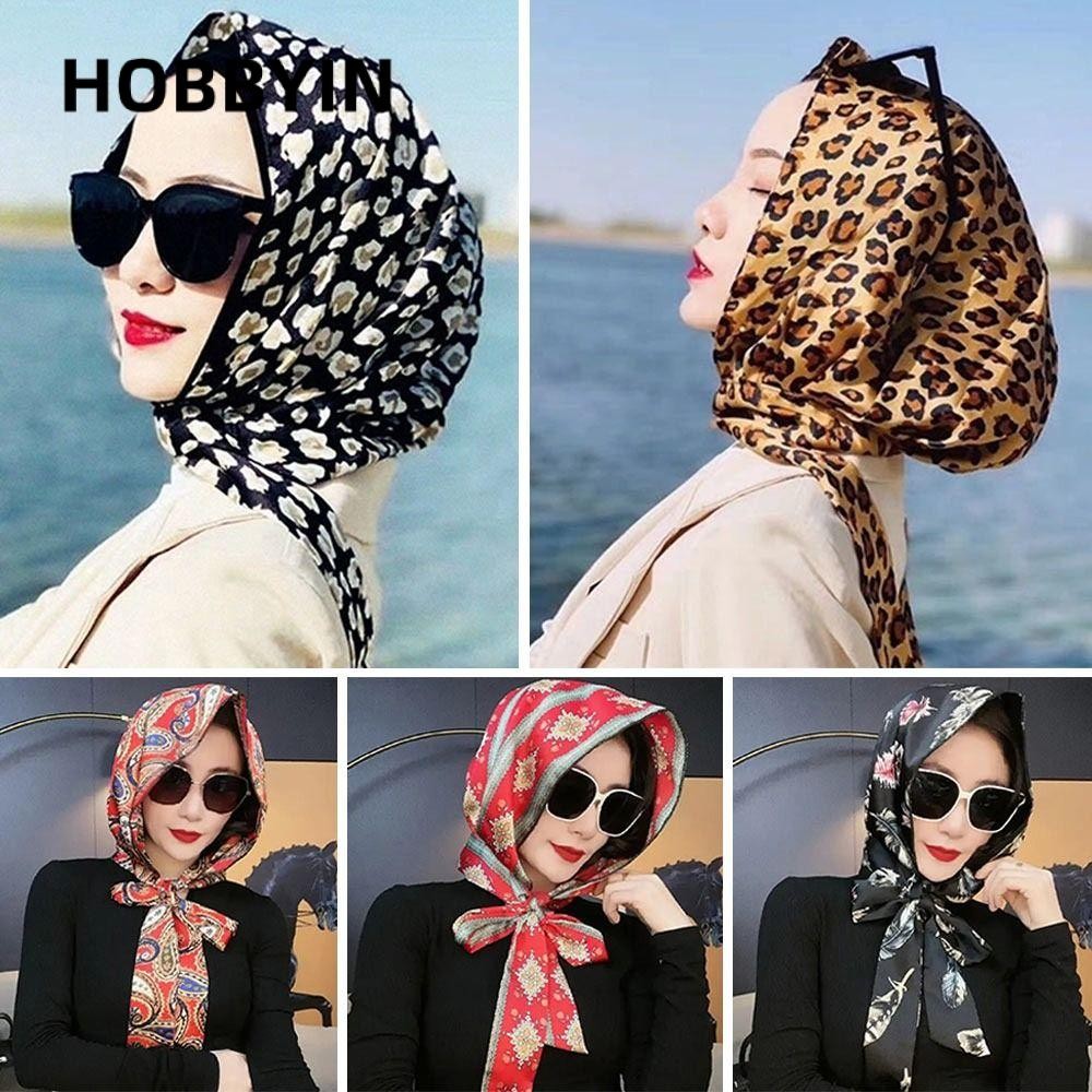 HOBBYIN Khăn Trùm Đầu Kiểu Hồi Giáo Bằng Lụa Chống Nắng
