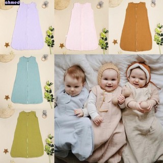 Túi ngủ cho bé AHMED, Chăn có thể đeo bằng vải Cotton 0-12 tháng tuổi, Túi ngủ trẻ sơ sinh chống dính 2 chiều có dây kéo không tay nhẹ cho trẻ mới biết đi