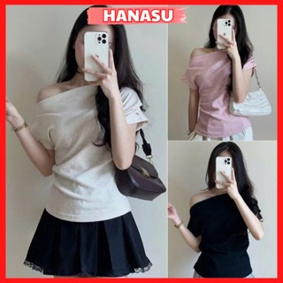 Áo trễ vai nữ áo kiểu nữ phong cách tiểu thư thanh lịch nhiều màu basic dễ mặc chất tăm lông thỏ cao cấp A383 HANASU