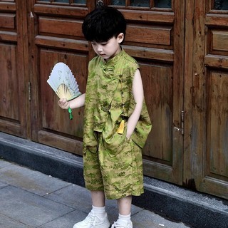 Bộ Đồ Bé Trai Quần Áo Mùa Hè Hanfu Quần Áo Trẻ Em Phong Cách Mới Không Tay Phong Cách Cổ Đường Phù Hợp Với Hiệu Suất Trẻ Em Mùa Hè Phong Cách Trung Hoa Trang Phục Trình Diễn