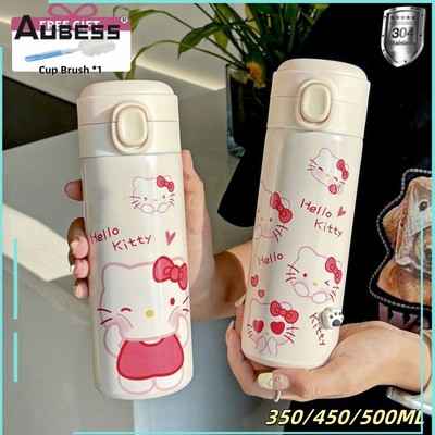Bình nước inox Aubess 304 Sanrio Hello Kitty Bình giữ nhiệt di động Cốc dung tích lớn cho học sinh Quà tặng trẻ em