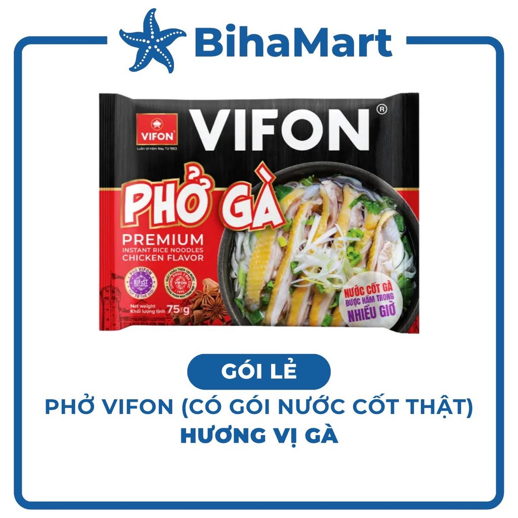 [GÓI LẺ] - VIFON - Phở Vifon có gói xốt thịt hương vị Gà, Phở gà Vifon có gói nước cốt thịt, Phở ăn 