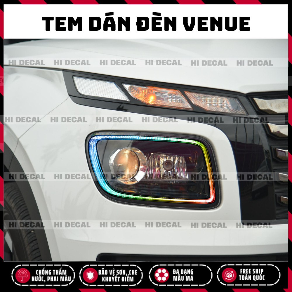 Tem dán đèn Venue, decal đèn Venue trang trí tạo điểm nhấn cho xe Hi Decal