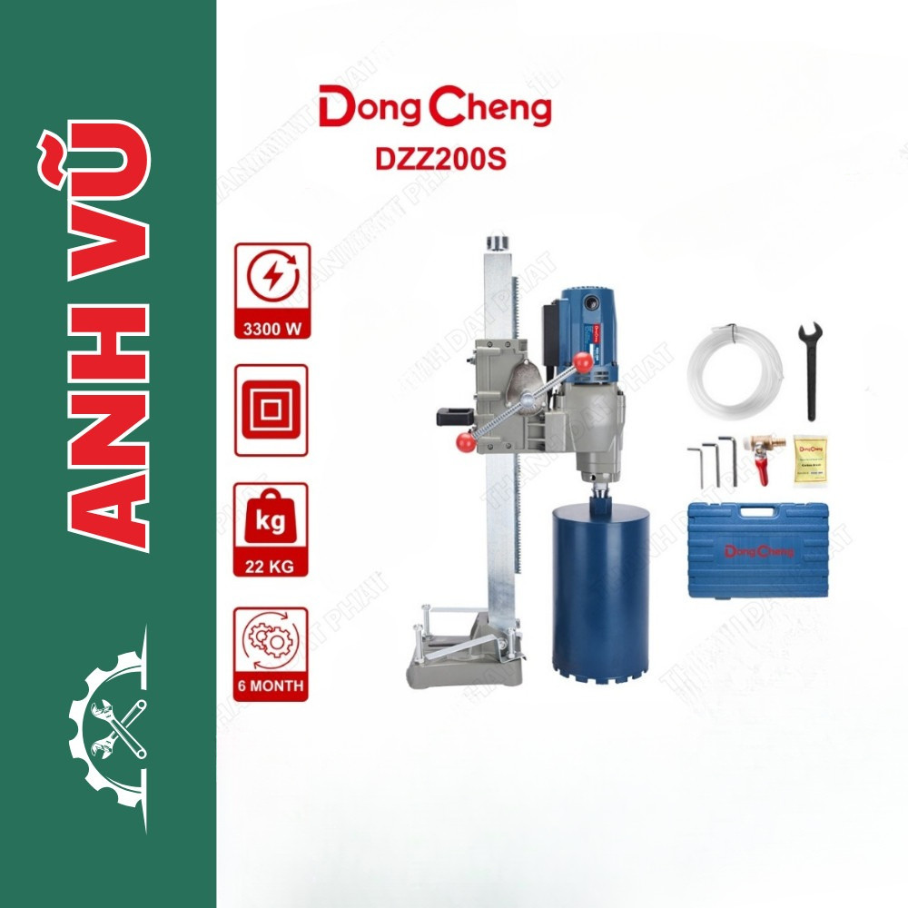 Máy Khoan Rút Lõi Dongcheng DZZ200S Công Suất 3300W - Khả Năng Khoan Mạnh Mẽ 200mm - Điện Máy Anh Vũ