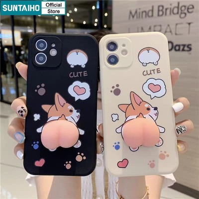 Ốp Điện Thoại Suntaiho Dễ Thương Ngộ nghĩnh Corgi Mông Pop it Giảm Căng Thẳng Silicon Mềm Cao Cấp Vỏ Chống Sốc Cho iPhone 11 12 13 14 15 16 Pro Max IP 7 8 Plus Iphon X XS XR Xs max