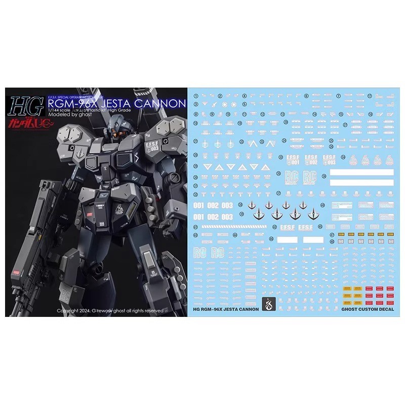 GHOST CUSTOM Decal Mẫu Huỳnh Quang Nước Dán HGM-96X Jesta Cannon DIY Phần