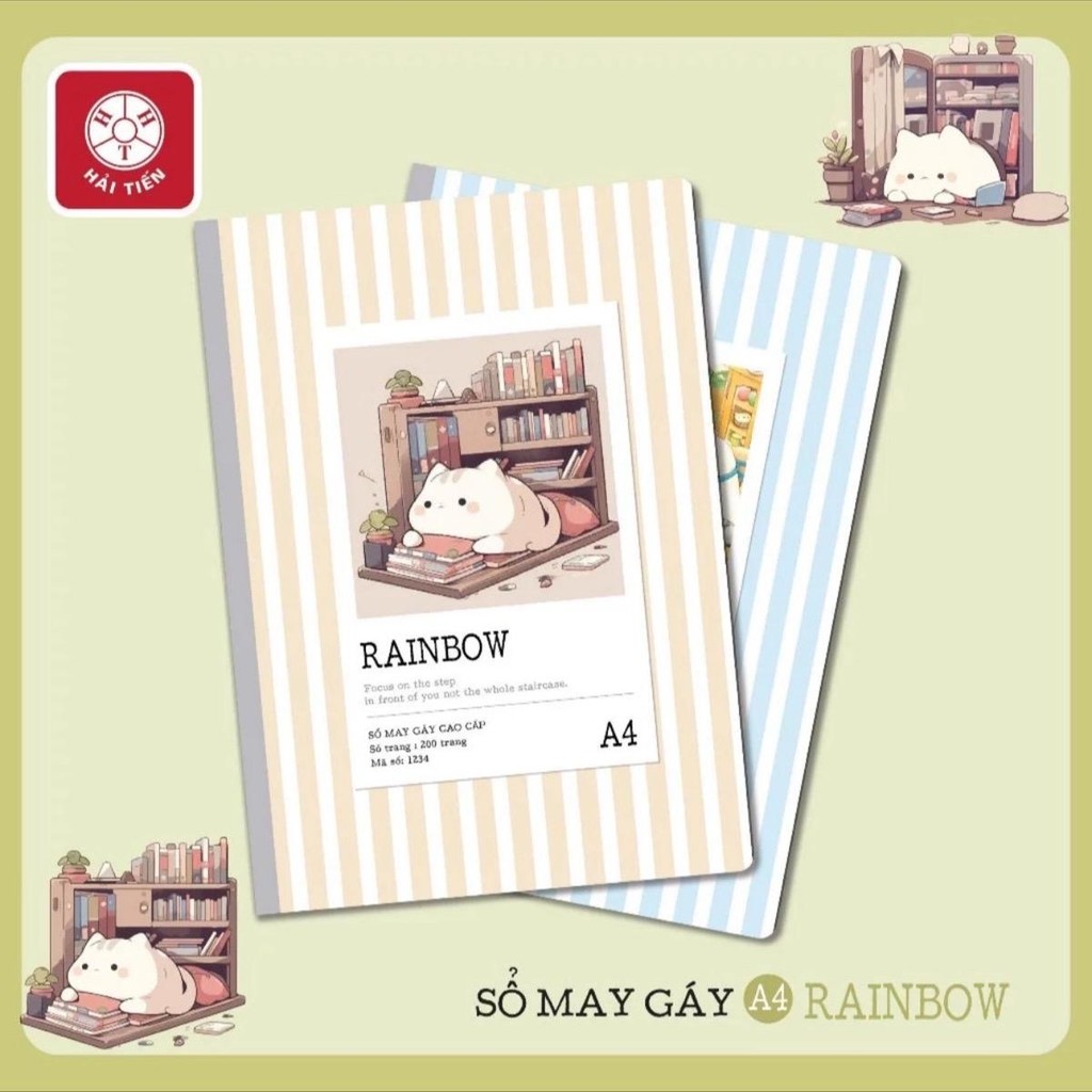 HẢI TIẾN Sổ may gáy bìa bồi A4 Rainbow (200tr, 300tr, 400tr)- Giao ngẫu nhiên