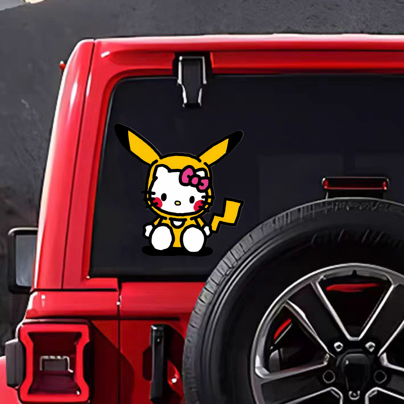 Kitty Kitty Kitty Mèo Trang Trí Pikachu Ngộ nghĩnh Xe Ô Tô Miếng Dán Xe Điện Xe Máy Ô Tô Bình Nhiên 