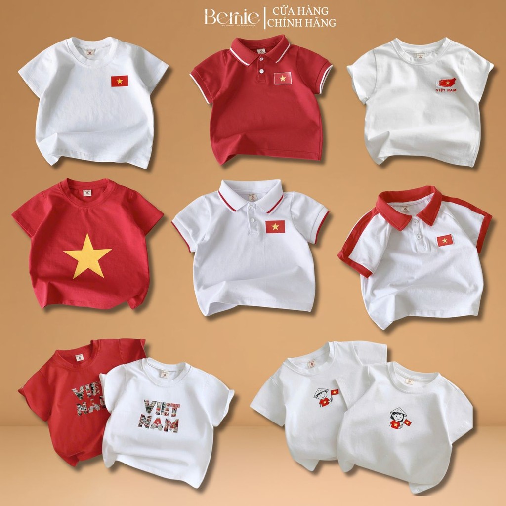 Áo thun Lá cờ đỏ sao vàng em bé Việt Nam tay ngắn bé trai bé gái 9-28kg BERNIE nhiều mẫu
