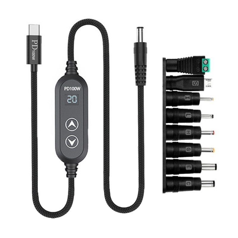 MEET 100W Cáp Nguồn Loại C sang DC5 5 5V 12V 15V 19V 20V Nguồn 8 Adapter