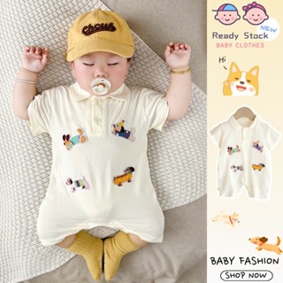  Mùa Hè Mới Quần Áo Cho Bé Mỏng Tay Ngắn Body 0-24 Tháng Thoáng Khí Và Thoải Mái Áo Liền Quần Chó Con Siêu Dễ Thương Phong Cách Hàn Quốc 