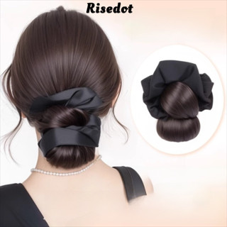  Búi tóc giả nữ Risedot tóc tổng hợp đen búi tóc có dây buộc và kẹp giữ tạo kiểu tóc bồng bềnh tự nhiên 