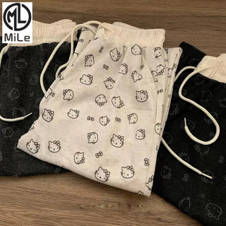 [ML] 80-160CM Bé Gái Phong Cách Thu Đông In Hình Quần Ống Rộng Trẻ Em Mặc Bên Ngoài Nơ Quần Legging Bé Co Giãn Thẳng Quần Thường Ngày