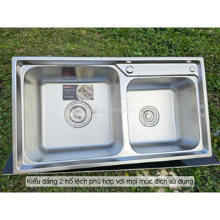 Chậu rửa chén bát SƠN HÀ S80 và S82 - 2 hố lệch/cân, INOX không gỉ - HÀNG CHÍNH HÃNG 100%