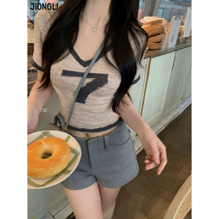 JIONGLI áo phông áo thun nữ croptop baby tee INS Comfortable Thời trang Korean WMY246035U 28Z240708
