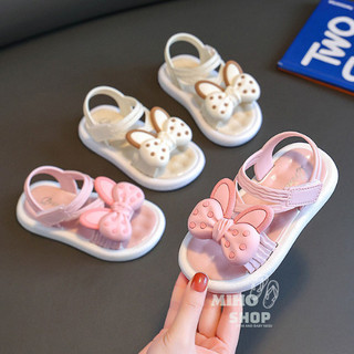 Giày sandal quai dán mềm nơ bi tai thỏ siêu xinh xắn cho bé