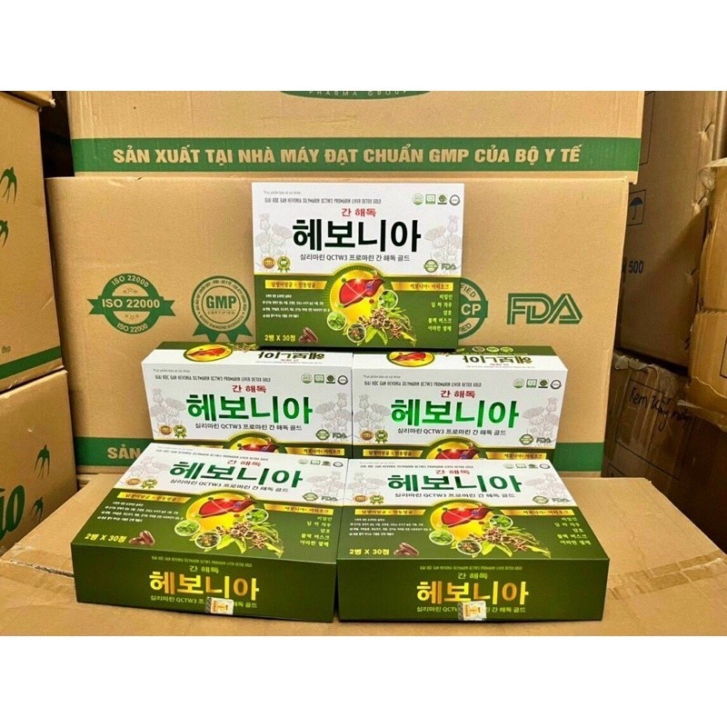 VIÊN UỐNG GIẢI ĐỘC GAN HEVONIA SILYMARIN LIVER DETOX GOLD HÀN QUỐC HỘP CỨNG 60 VIÊN ( 2 LỌ  * 30 VIÊ