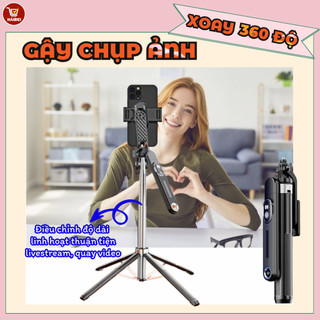  Gậy Chụp Ảnh 4 Chân P510 Thế Hệ Mới - Có Đèn Led Trợ Sáng - Nút Bluetooth Điều Khiển Từ Xa - Nhấn nút để mở tiện lợi 