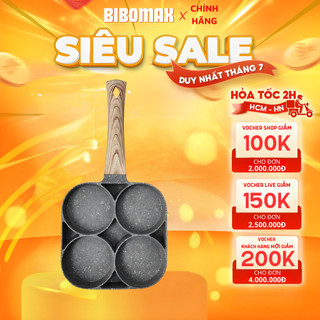 Chảo Chiên Trứng 4 Ngăn Vân Đá Chống Dính Đa Năng - Làm Bánh 4 Ngăn 4 Lỗ Tiện Dụng - bibomax2020