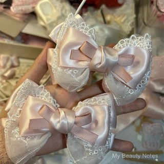 Sweet Cute Gentle Ribbon Hair Tie Bow Barrettes Female Back Head Barrettes Head Clip Girl Lace Headdress MIBZ
