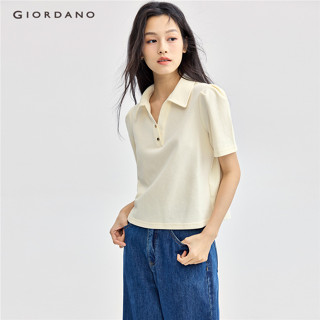 GIORDANO Áo thun polo tay ngắn cổ chữ V GIRDANO NỮ 18314201