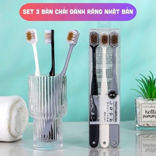 Set 3 bàn chải đánh răng mềm mại, bàn chải vệ sinh răng không chảy máu, giảm viêm nướu, bàn chải răng nhật bản