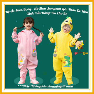 Áo mưa body, áo mưa jumpsuit liền thân đáng yêu cho bé chất liệu oxford - áo mưa trẻ em cao cấp