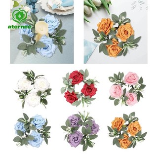 Aternee Trụ Cột Nến Vòng Hoa Trang Trí 20cm Cây Xanh Vòng Hoa Nến Cho Phòng Khách