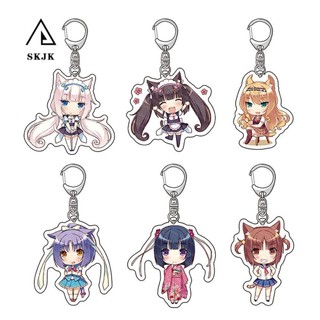 Móc khóa SKJK bằng nhựa acrylic hình anime Nekopara dễ thương chất lượng cao
