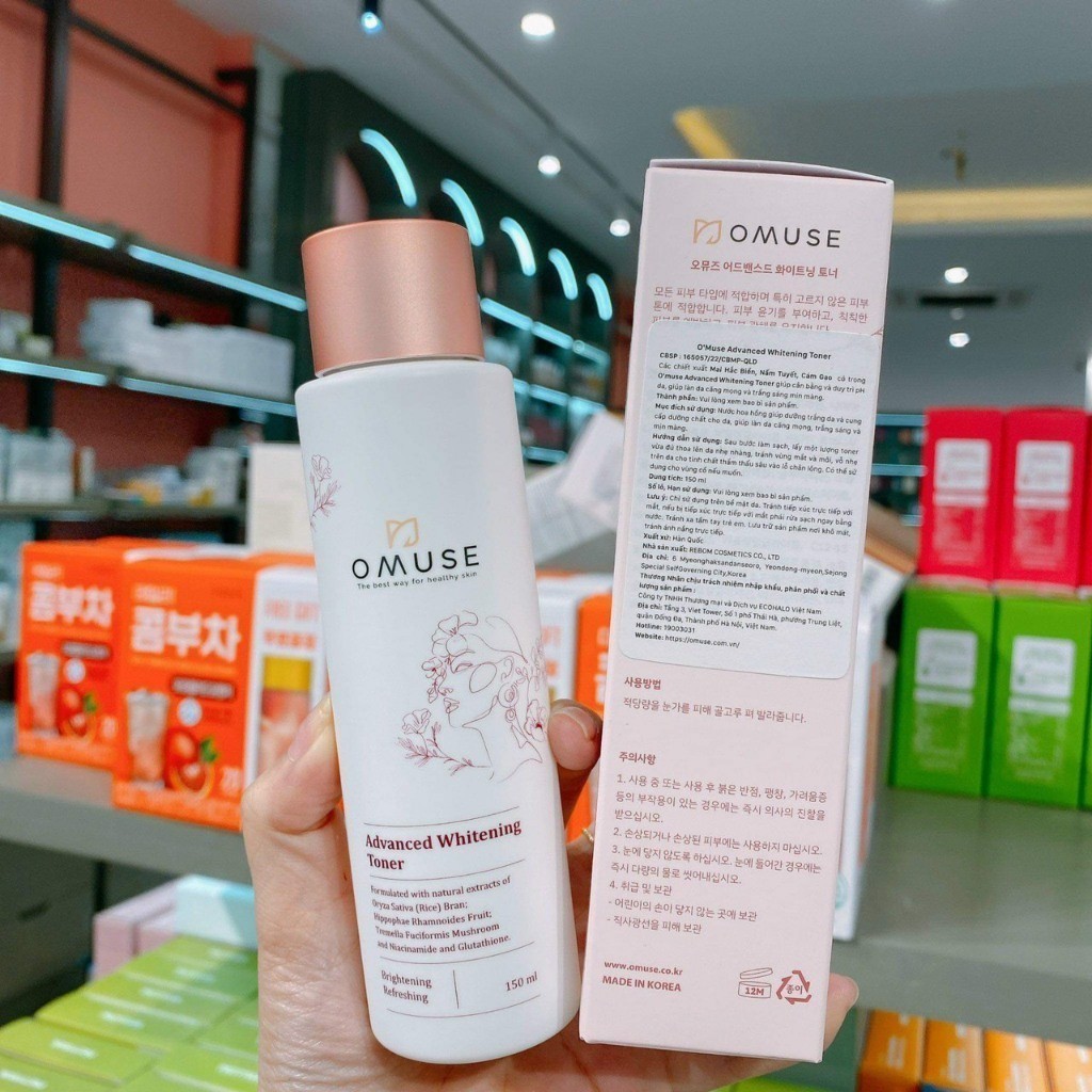 Nước hoa hồng cân bằng độ ẩm và dưỡng trắng da OMUSE Advanced Whitening Toner - MÈO BEAUTY