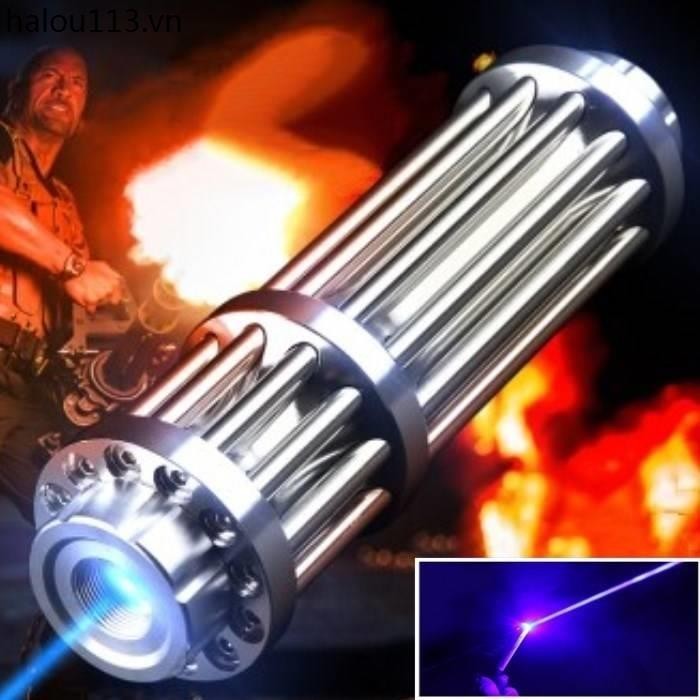 Gatling USB Tầm Dài Laser Pháo Xanh Laser Đèn Pin Laser Tự Vệ Bút Laser Cắt Ngoài Trời