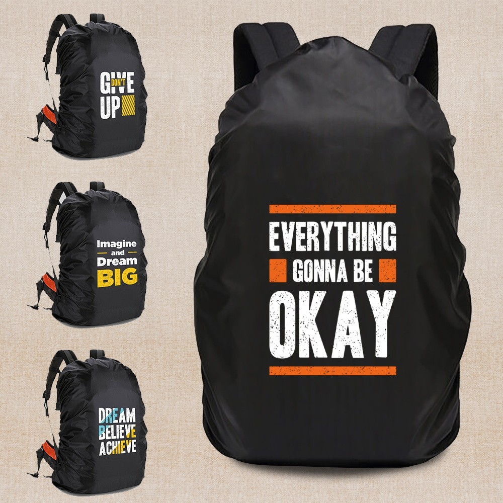 Waterproof Dust Outdoor Climbing Portable Ultralight Travel Backpack Cover Phrase Print Rainproof 20