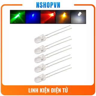 Combo 10 con Led trong 5mm màu đỏ, trắng, xanh dương, xanh lá, vàng, vàng chanh, tím nhạt