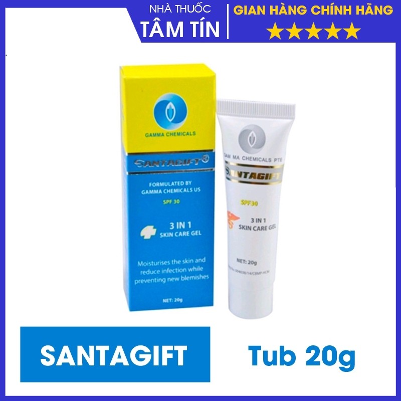 Kem Mụn SANTAGIFT - Gel Giúp Giảm Mụn Trứng Cá, Ngừa Thâm, Mờ Sẹo, Dưỡng Da Trắng sáng