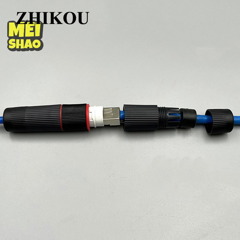 Meishao 1Pc RJ45 Docking Connector Mạng Ethernet Chống nước thẳng IP67 Header Bộ mở rộng cáp mạng băng thông rộng ngoài trời Đẹp