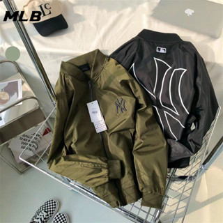 Thêu Logo MLB NY 100% Nguyên Bản Cặp Đôi Áo Khoác Áo Khoác Nữ Trơn Áo Ném Bom Áo Khoác Gió Áo Khoác Nam Bóng Chày Đồng Phục
