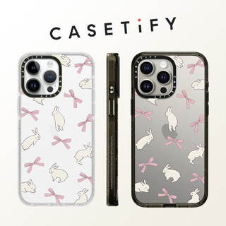 Casetify Nơ Ruy Băng Thỏ Trong Suốt Chống Sốc Acrylic Ốp Lưng Điện Thoại iPhone 15 Pro Max 14 Plus 13 ProMax 12 12Pro Chống Sốc Điện Thoại Mềm viền Bảo Vệ Cứng