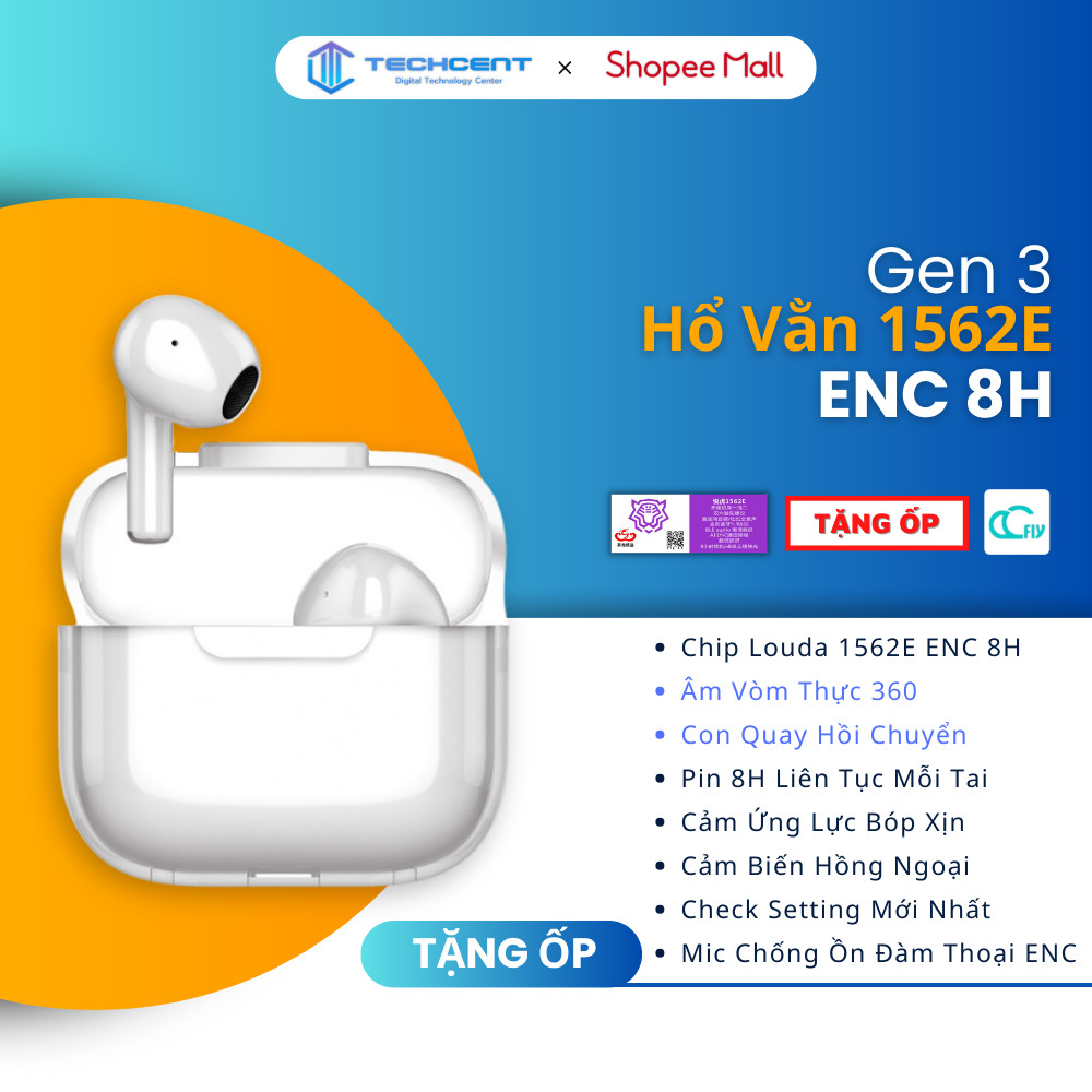 WK Louda Gen3 1562E ENC Pin 8h Cảm ứng Lực - Âm Vòm Thật - Wekome