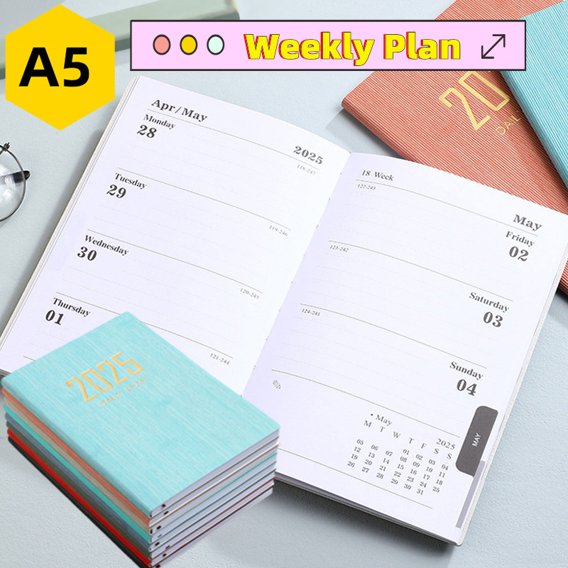 Kế hoạch hàng tuần 2025 A5, Bìa PU bền, Sổ tay lịch trình hàng ngày 365 ngày, Tạp chí lịch nhỏ gọn, Chương trình nghị sự văn phòng trường học, Người tổ chức hàng năm, Người lập kế hoạch hàng ngày, Nhật ký hàng tuần cao cấp