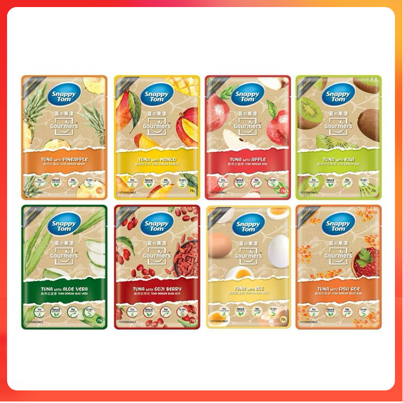 Pate Snappy Tom túi 70g hương trái cây ( 8vị ) cho chó mèo - Milky Petshop